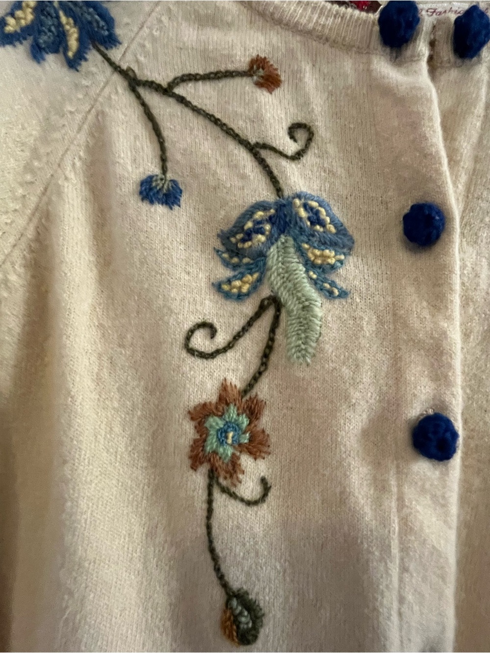 Vintage Cream Colored Embroidered Cardigan - Picture 13 of 15